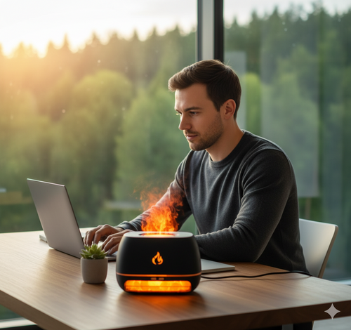 Sacred Ember: Himalayan Salt & Flame Aromatherapy Diffuser