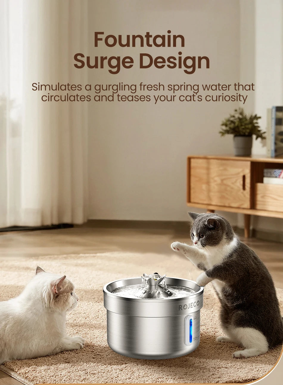 PureStream: Stainless Steel Hygienic Pet Fountain (Ultra-Quiet)