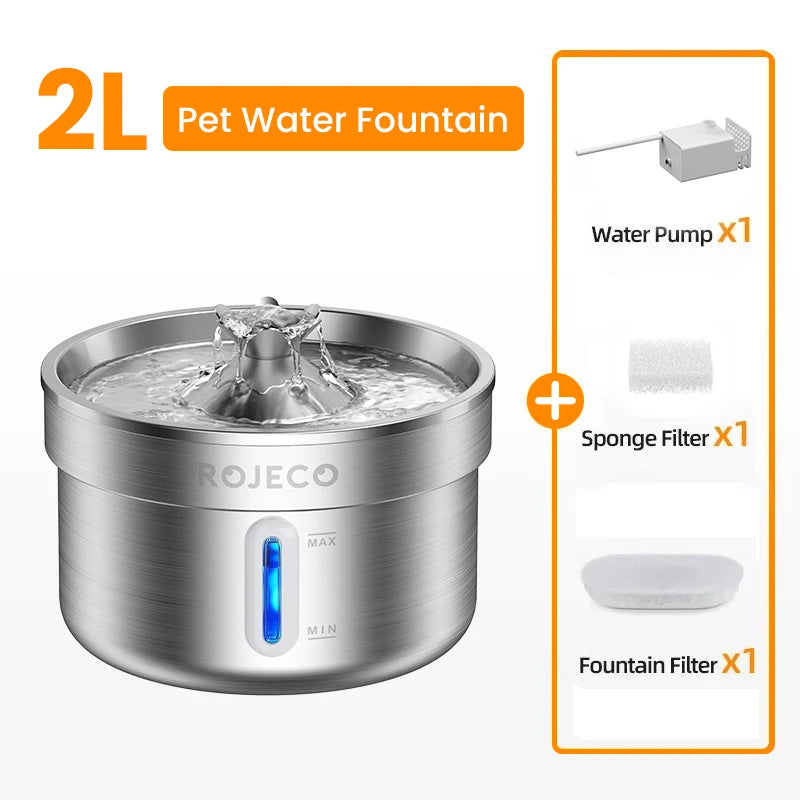 PureStream: Stainless Steel Hygienic Pet Fountain (Ultra-Quiet)