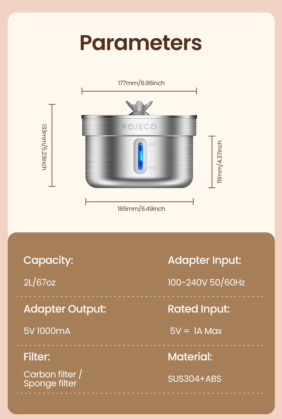 PureStream: Stainless Steel Hygienic Pet Fountain (Ultra-Quiet)